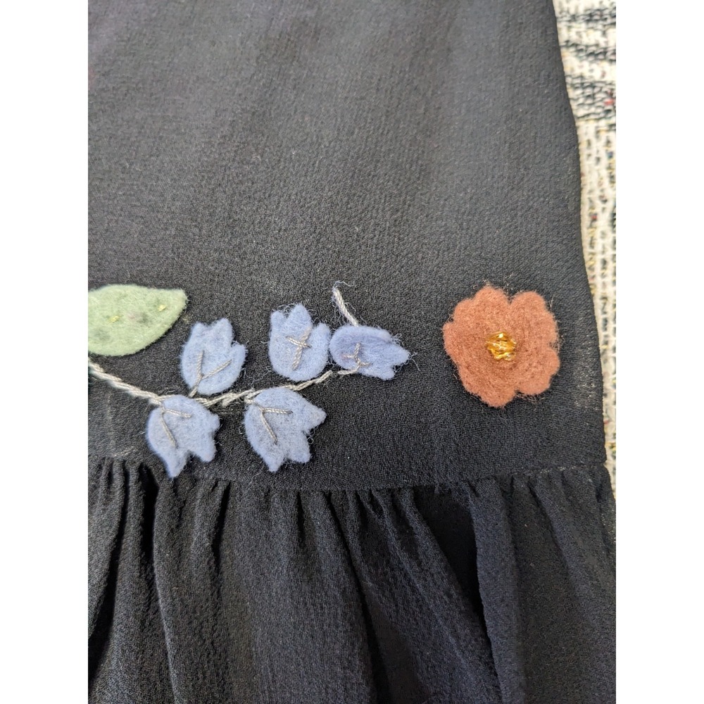 Vintage Y2K Sue Wong Black Silk Floral Applique Dress 8 Whimsigoth Embroidered - Picture 15 of 16